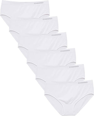 Bragas de Algodón y Bambú para Mujer, Talle Alto, Sin Costuras, Colores Lisos - (Pack 6)