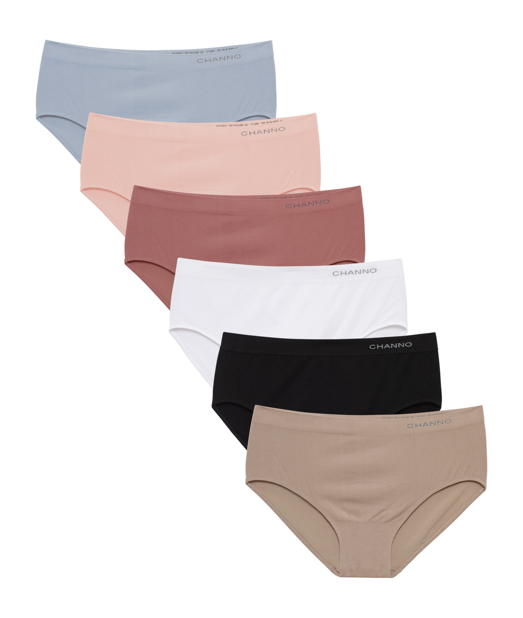 Bragas de Algodón y Bambú para Mujer, Talle Alto, Sin Costuras, Colores Lisos - (Pack 6)