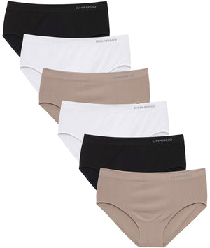 Bragas de Algodón y Bambú para Mujer, Talle Alto, Sin Costuras, Colores Lisos - (Pack 6)