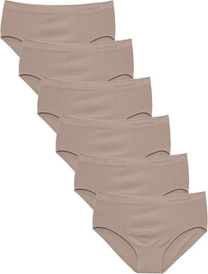 Bragas de Algodón y Bambú para Mujer, Talle Alto, Sin Costuras, Colores Lisos - (Pack 6)