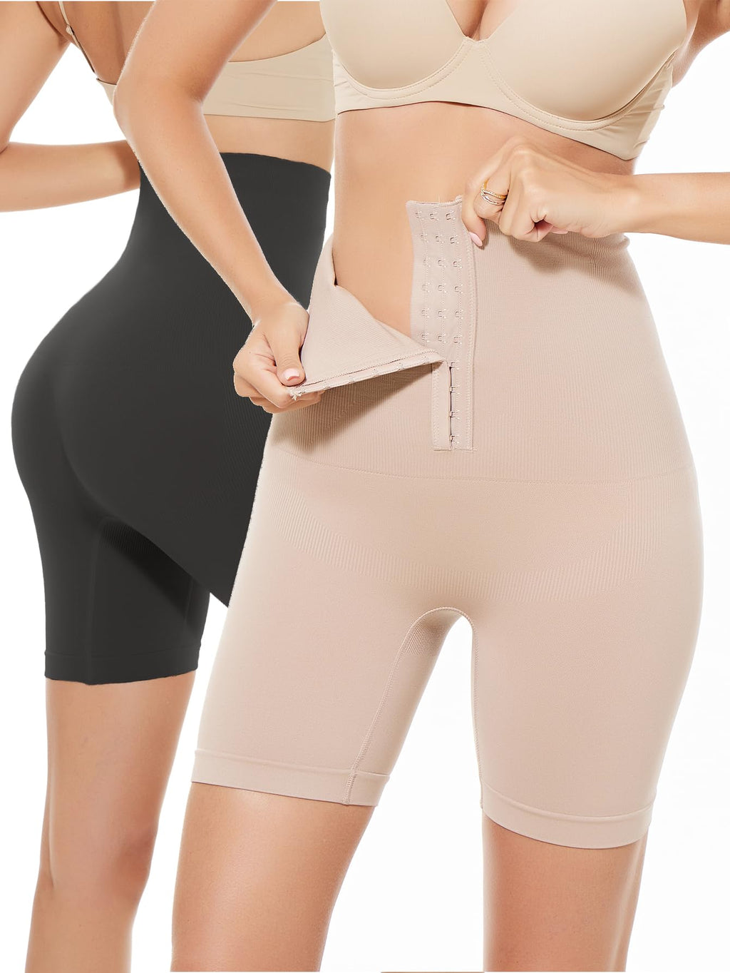 Channo Faja Pantalón Reductora y Moldeadora de Figura, Cintura Alta con Corchetes - (Pack 2)