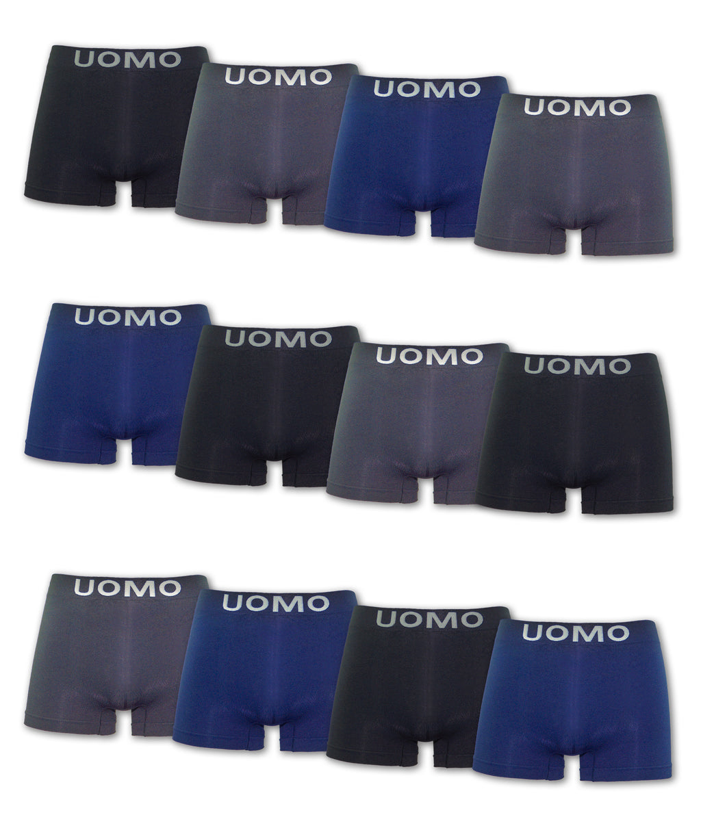 Channo Pack de 12 - Calzoncillos de Hombre, Boxer Lycra, sin Costuras Liso y con Color Uniforme