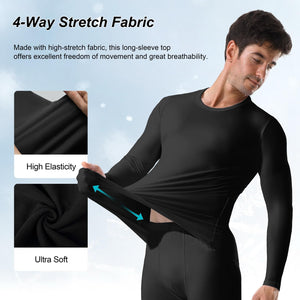 Channo Ropa Interior Térmica para Hombre: Camiseta de Manga Larga Elástica y Transpirable Climas Fríos