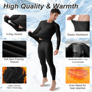 Channo Ropa Interior Térmica para Hombre: Camiseta Manga Larga y Pantalones Térmicos - Ideal para Correr y Esquiar