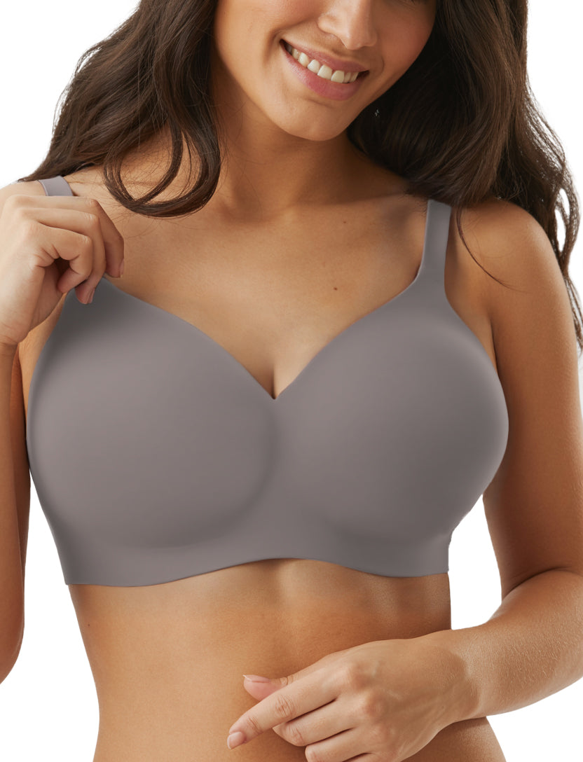 Channo Sujetador Sin Costuras para Mujer: Tejido de Nylon Efecto Invisible Sin Aros Suave Cómodo Tirantes Ajustables y Elásticos