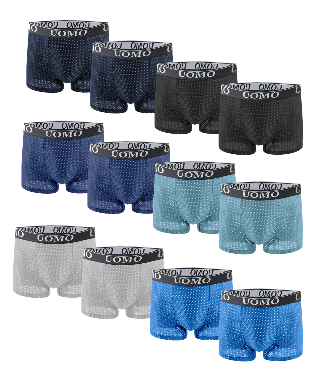 Calzoncillos Boxers Transpirables para Hombre UOMO – Diseño Microperforado (Pack 12)
