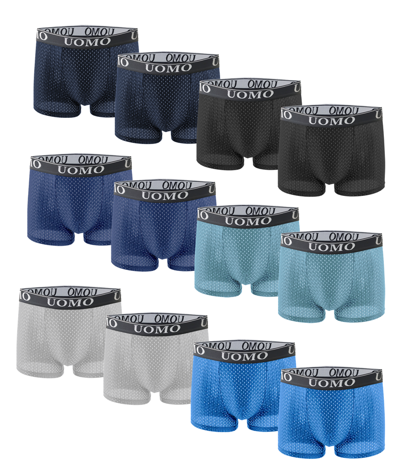 Calzoncillos Boxers Transpirables para Hombre UOMO – Diseño Microperforado (Pack 12)
