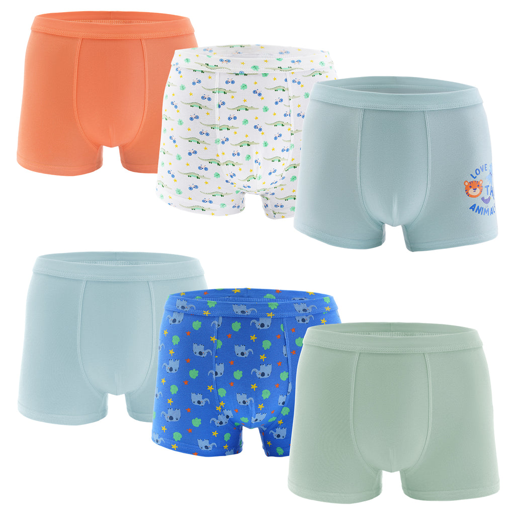 Channo Calzoncillos Boxer de Niños de Algodón, Lisos y con Estampados (Pack 6)