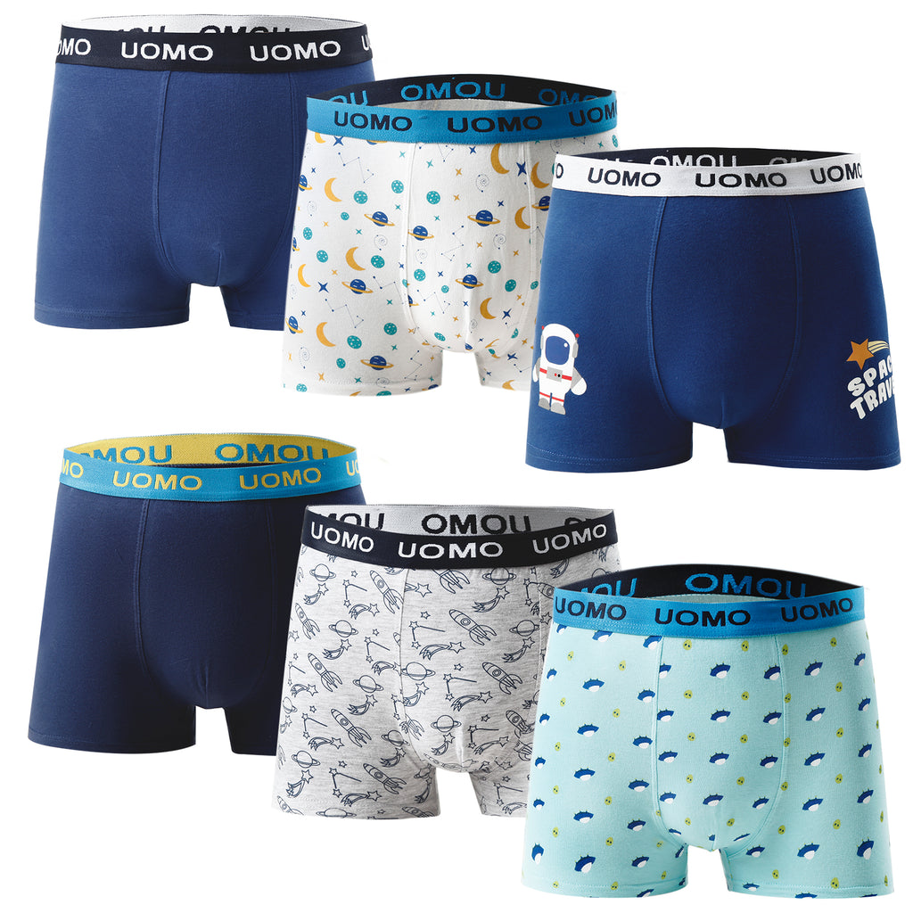Calzoncillos Boxer Niño de Algodón, Lisos o con Estampado - (Pack de 6)