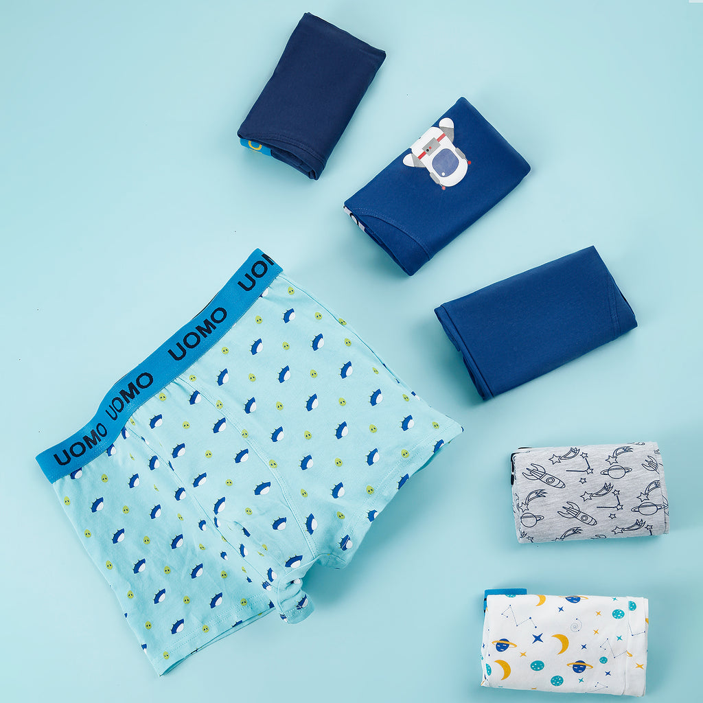 Calzoncillos Boxer Niño de Algodón, Lisos o con Estampado - (Pack de 6)