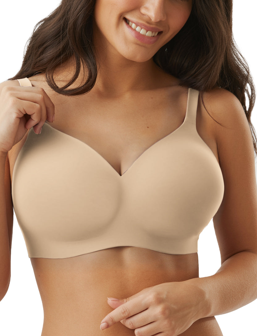 Channo Sujetador Sin Costuras para Mujer: Tejido de Nylon Efecto Invisible Sin Aros Suave Cómodo Tirantes Ajustables y Elásticos