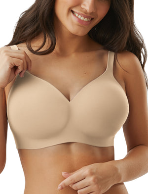 Channo Sujetador Sin Costuras para Mujer: Tejido de Nylon Efecto Invisible Sin Aros Suave Cómodo Tirantes Ajustables y Elásticos