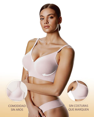 Channo Sujetador Sin Costuras para Mujer: Tejido de Nylon Efecto Invisible Sin Aros Suave Cómodo Tirantes Ajustables y Elásticos