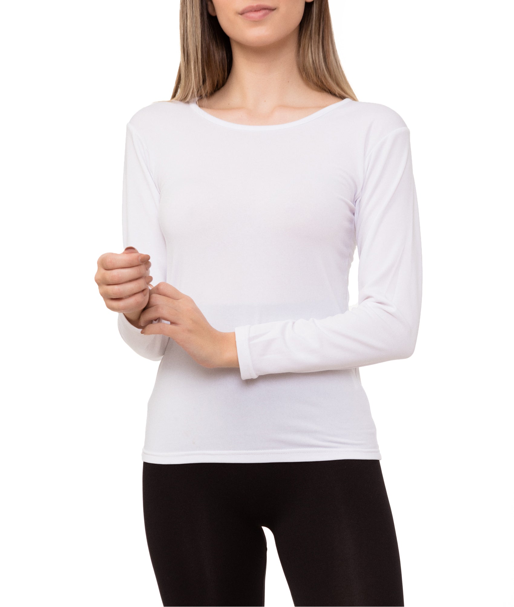 Camiseta térmica de manga larga con cuello alto para mujer, ajustada,  ligera, delgada, básica, de color sólido, camiseta interior