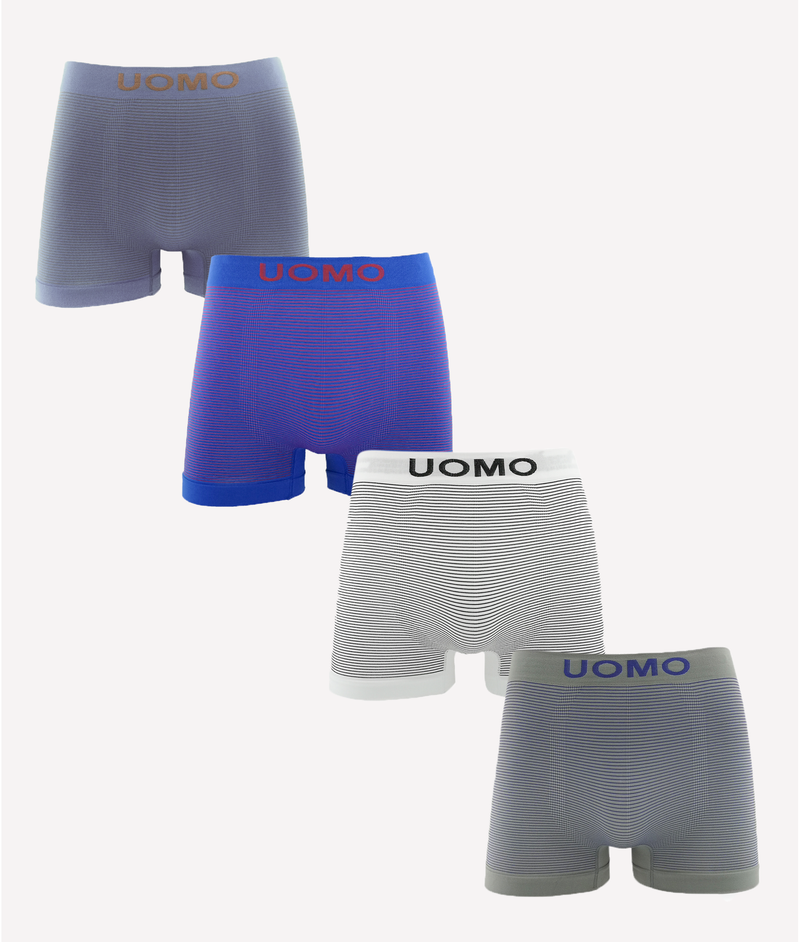 Calzoncillos boxer licra sin costura, estampado de rayas horizontales (Pack de 4)