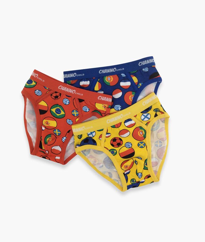 Calzoncillo slip nino algodon con estampado del mundial de futbol Pack de 3