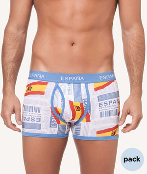 Calzoncillos boxer algodón goma elástica bandera de España (Pack de 4)
