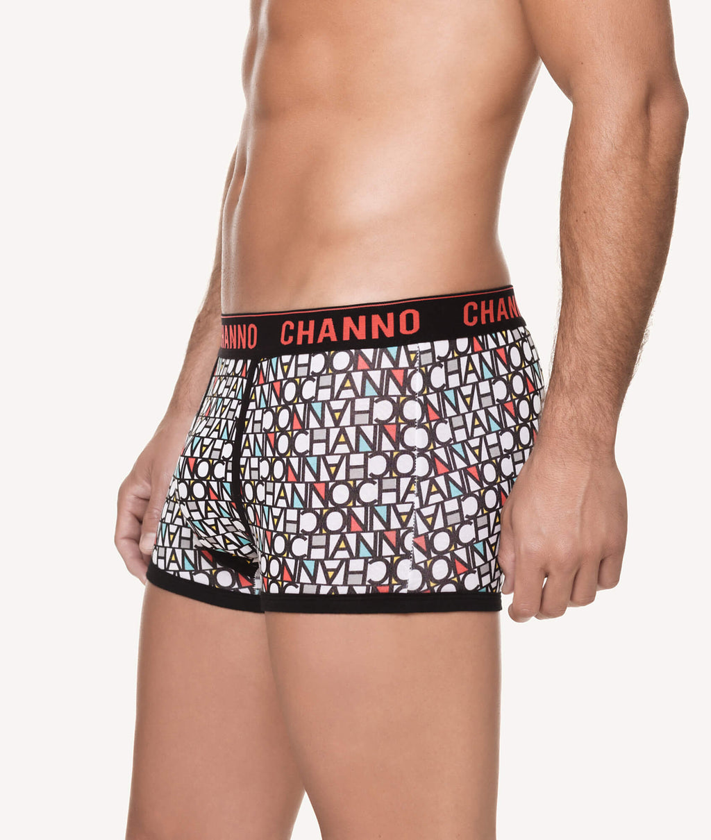 Calzoncillos boxer cortos algodón estampado logo CHANNO lateral - CHANNO Man