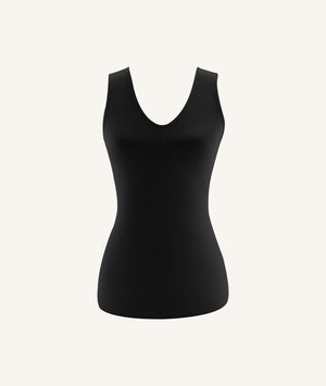 Camiseta interior mujer reductora cuello semiredondo negro