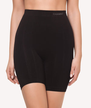 Culotte faja pantalón reductora con rayas sin costuras negro frontal - CHANNO Woman